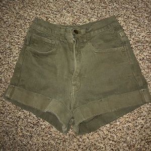 American Apparel army green high waisted shorts